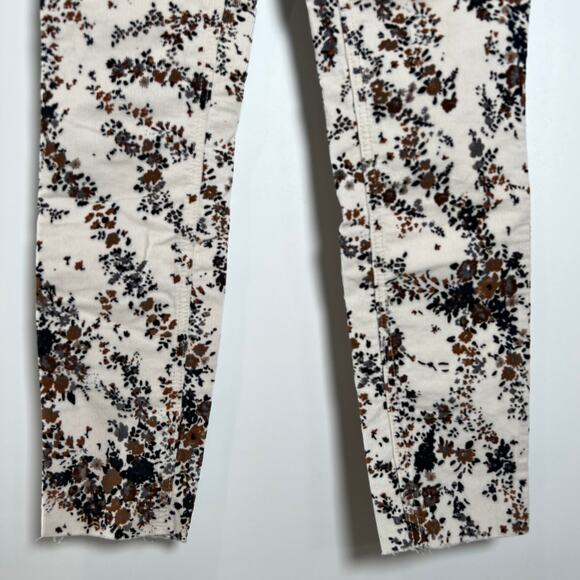 Free People High-Rise Printed Corduroy Pants SIZE 26 White Floral Trousers - Picture 10 of 11